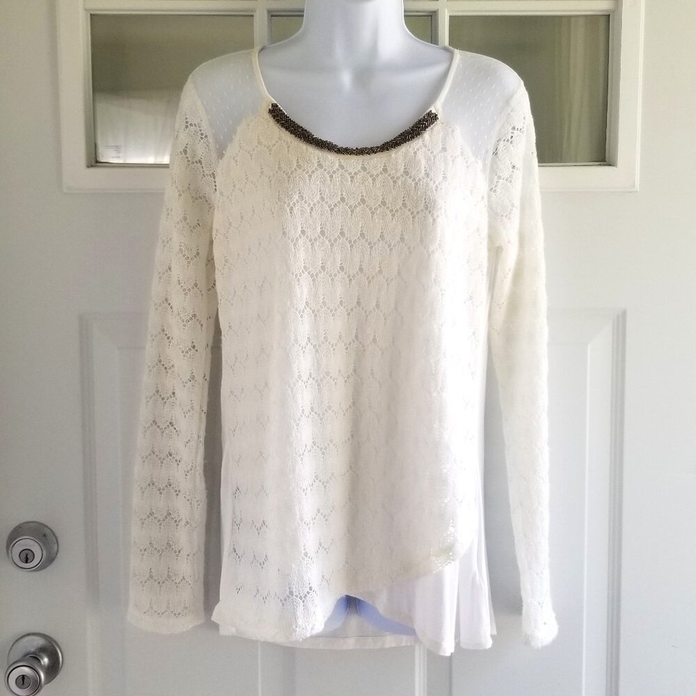 Maurice’s Knit Lace Top w/Embellished Neckline | Sz. Medium